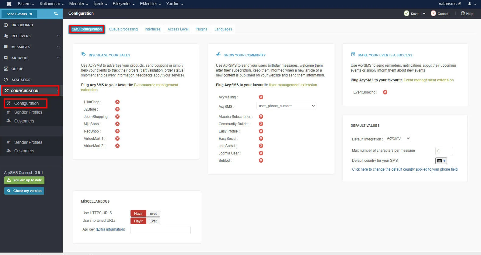 Joomla Sms Eklentisi Kurulumu Adım 4