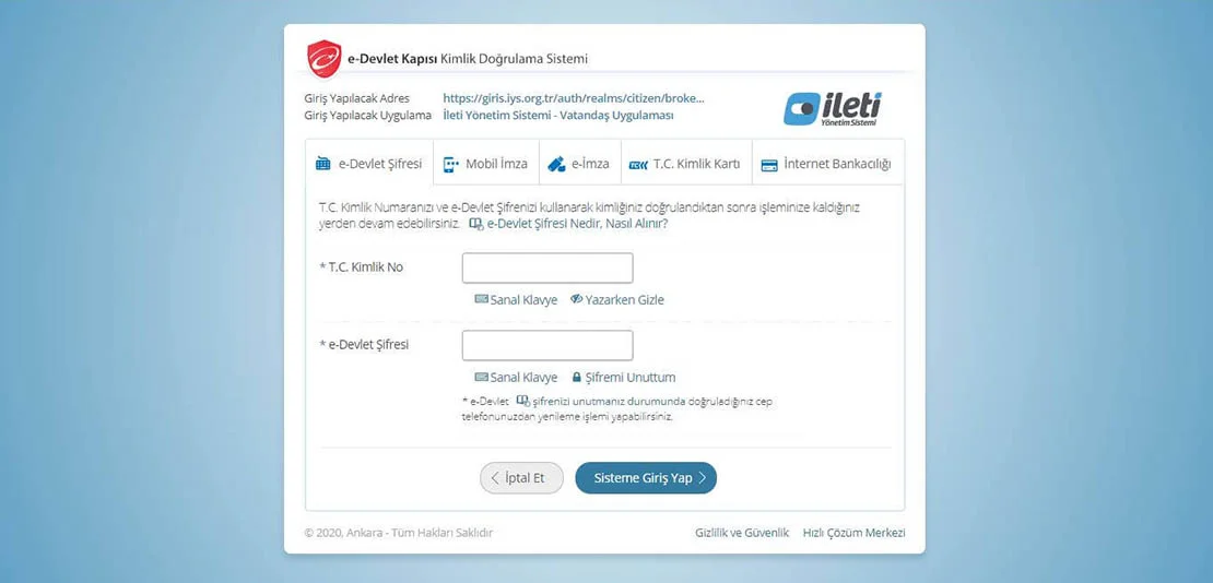 iys sistemine edevlet üzerinden giriş