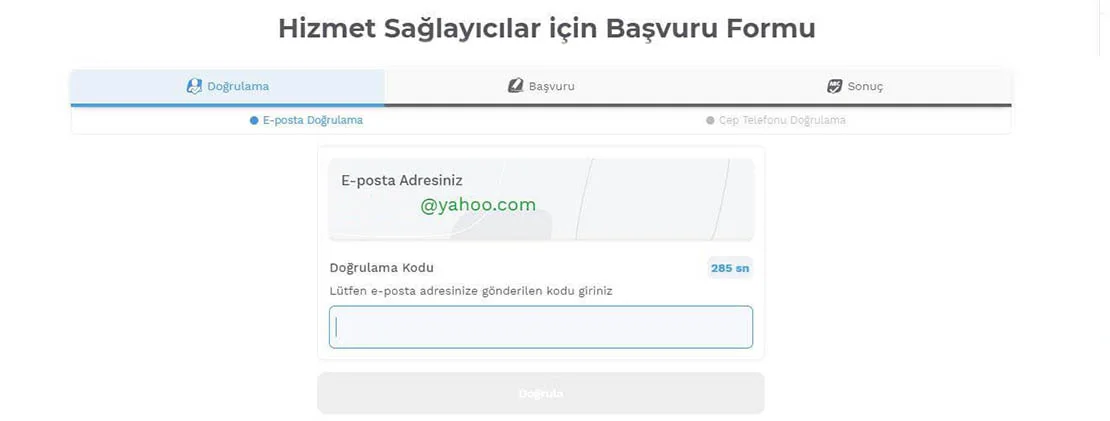 iys email adresi doğrulama